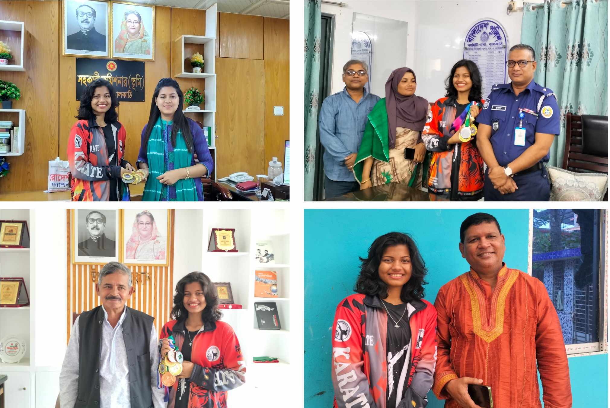 রাজনৈতিক ব্যক্তিত্ব প্রশাসন সাংবাদিক’র সাথে কারাতে প্রতিযোগিতার স্বর্ণ জয়ী মিথিলার সৌজন্য সাক্ষাৎ